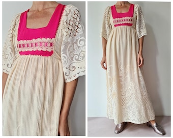 S prairie lace pink maxi dress California