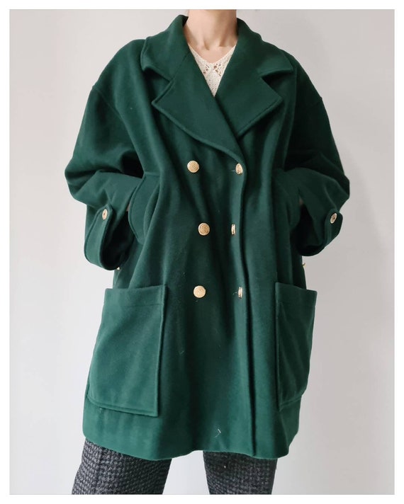 Vintage wool Cashmere pea oversized coat M