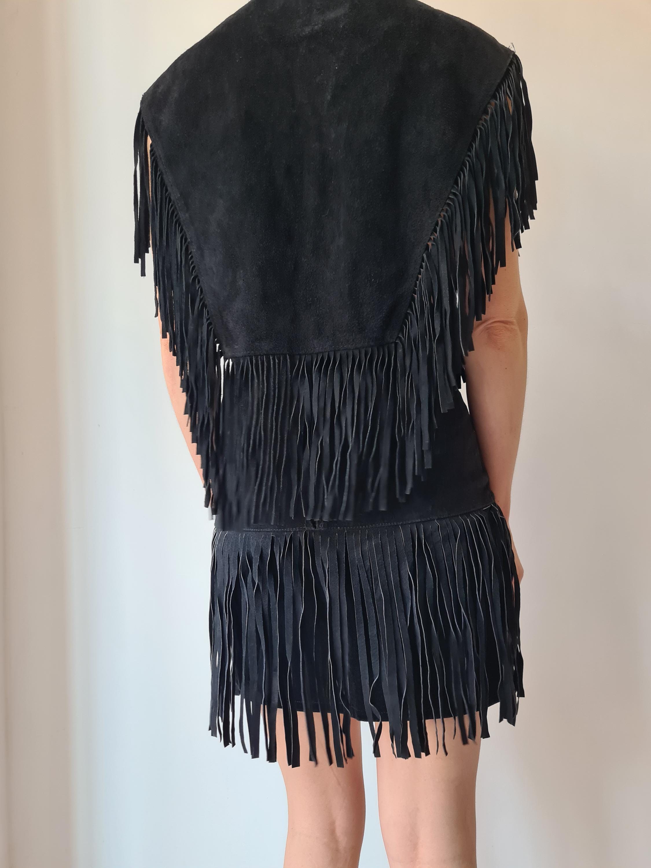 XS ヴィンテージ スエード フリンジ スカート - Etsy 日本