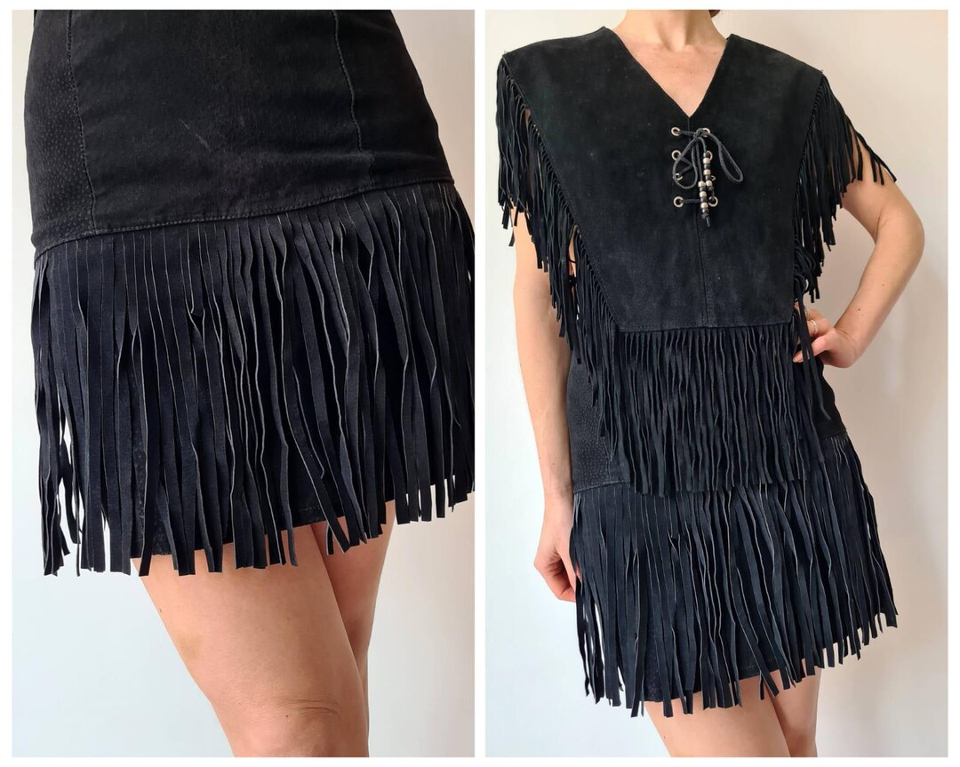 スウェード　フリンジ　スカート　vintage XS ヴィンテージ スエード フリンジ スカート - Etsy 日本