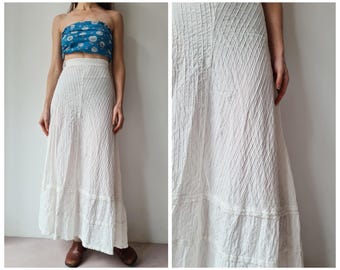 Xs Vintage seventies pintuck cotton maxi skirt