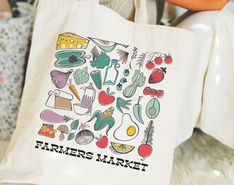 Mid Century Modern Farmers Market Bag, Farmers Market Tote