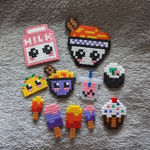 Cute Food Hama/Perler Bead Pixel Art - Magnets available