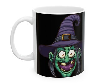 Witchy Ceramic Coffee Mug – Resting Witch Face, Halloween Gift