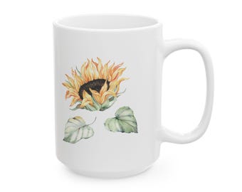 Bright Sunflower Ceramic Coffee Mug: Floral Spring Decor