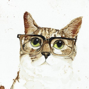 Clark Cat -  Coffee/Ink - Print of Original Art