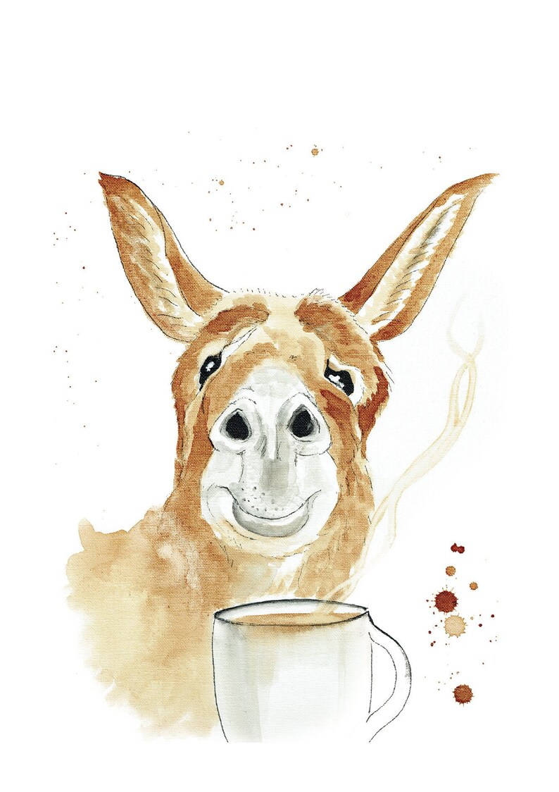 Donkey Loves Coffee Coffee/ink Print of Original Art Etsy