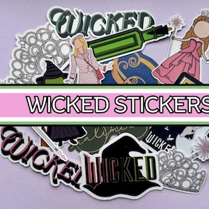 Wicked Stickers- Vinyl Water Resistant Wicked Movie Stickers featuring Glinda & Elphaba