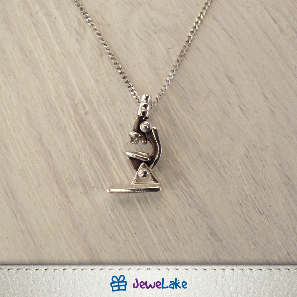 Microscope necklace with Personalized initial charm Science Etsy