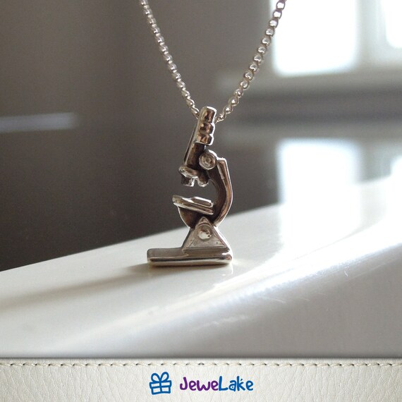 Microscope necklace with Personalized initial charm Science Etsy
