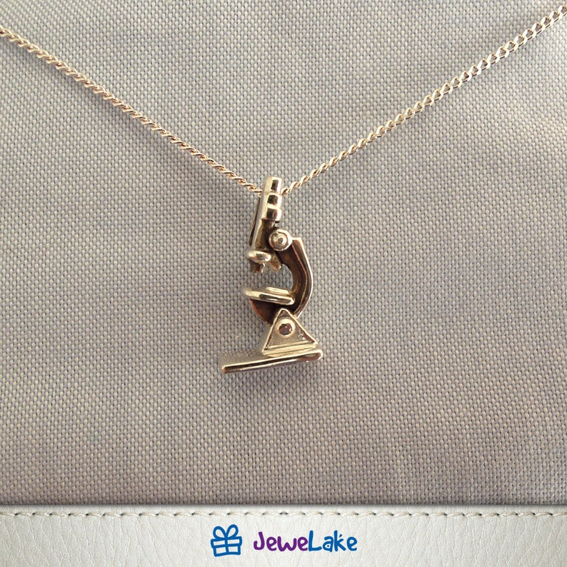 Microscope necklace with Personalized initial charm Science Etsy