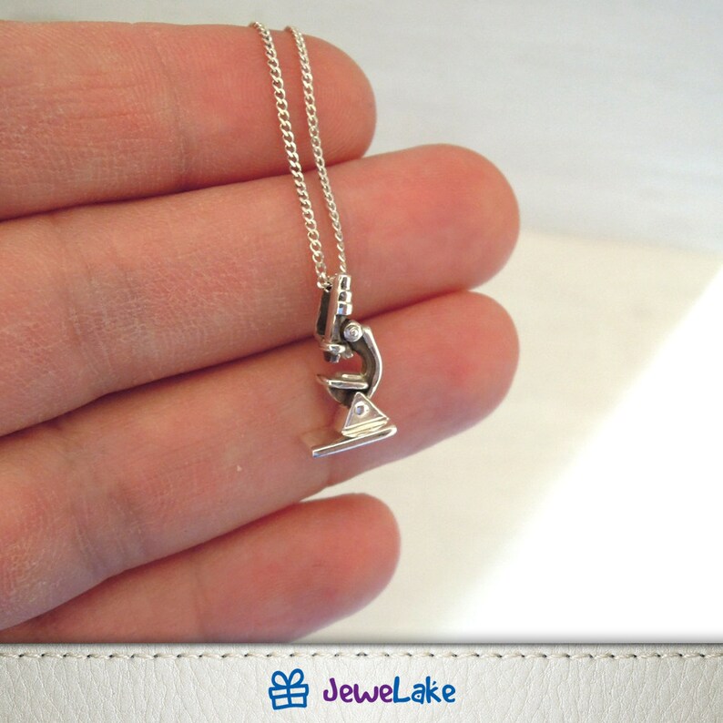 Microscope necklace with Personalized initial charm Science Etsy