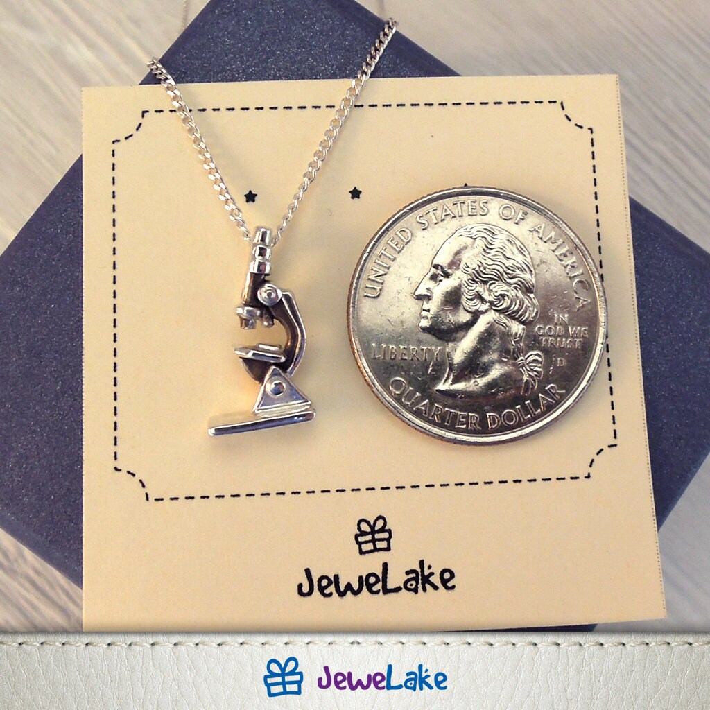 Microscope necklace with Personalized initial charm Science Etsy