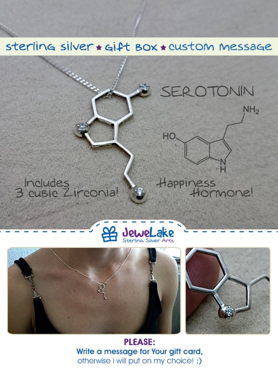 Science jewelry molecule necklace serotonin necklace chemistry Etsy