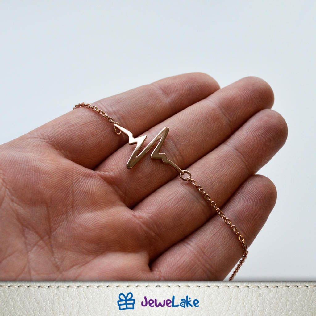 Gold EKG bracelet Heartbeat bracelet Ekg jewelry Heartbeat Etsy