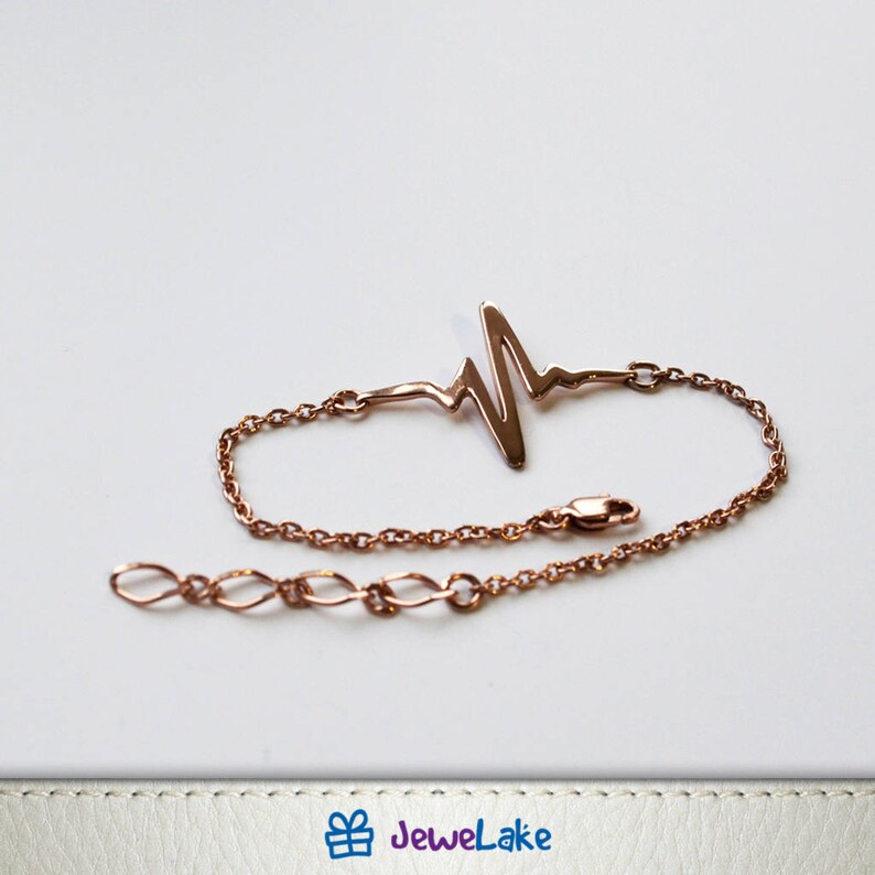 Gold EKG bracelet Heartbeat bracelet Ekg jewelry Heartbeat Etsy