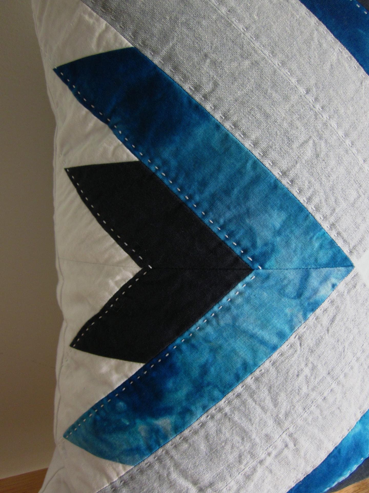 Handquilted Throw Pillow Cover With Optional Insert, Geometric Floral