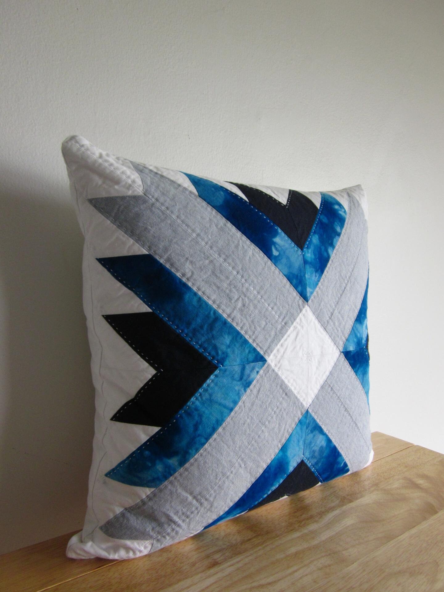 Handquilted Throw Pillow Cover With Optional Insert, Geometric Floral