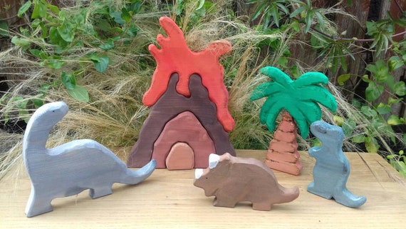 wooden volcano toy