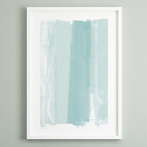 Light Aqua Blue Green Abstract Painting Print Modern Coastal - Etsy