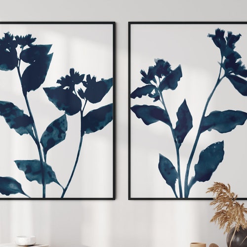 Set of 2 Botanical Cyanotype Reproduction Prints Indigo Blue - Etsy