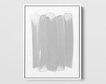 Grey Modern Minimalist Abstract Brushstrokes Painting Print - Paper - Canvas - Digital Download
