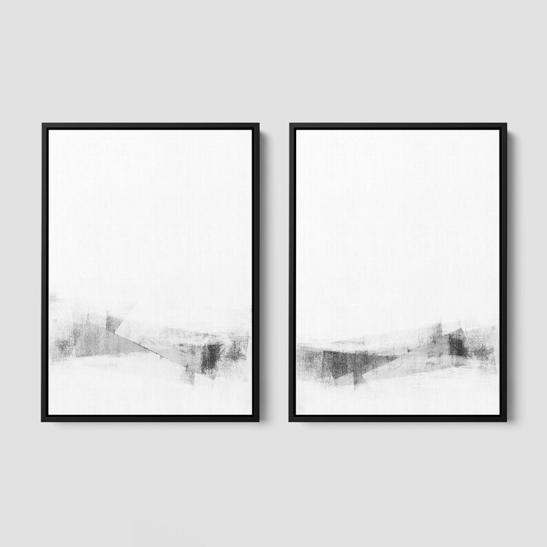 Black and White Minimalist Art Set of 2 Abstract Prints Etsy