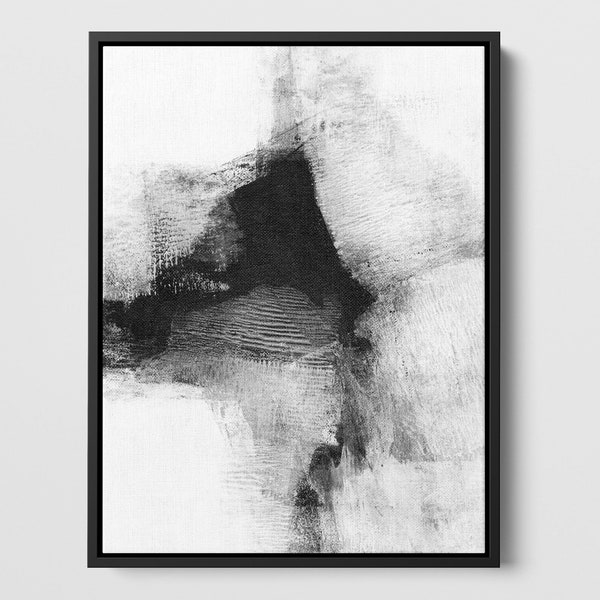 Black and White Contemporary Abstract Painting Print "Delve VI" - Paper or Canvas - Framed or Unframed