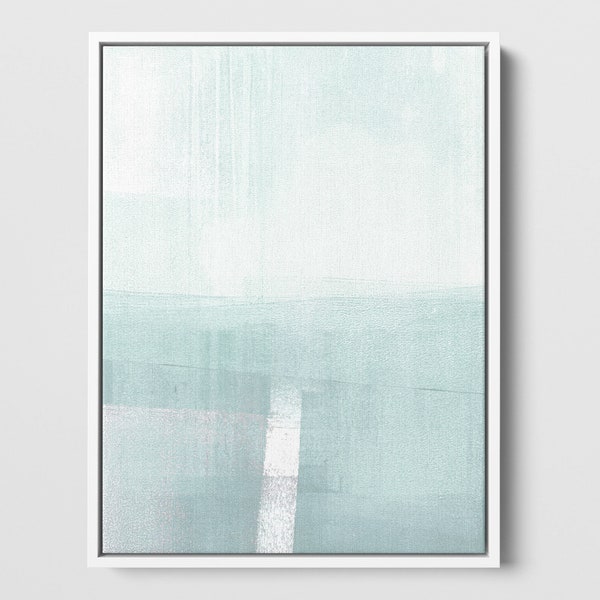 Minimalist Abstract Seascape Light Aqua Blue/Green Print - Paper or Canvas - Framed or Unframed