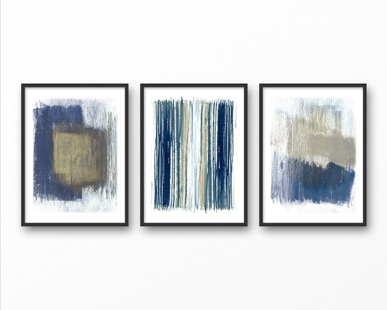 Blue Abstract Art Set Abstract Watercolor Wall Art Set of 3 Etsy