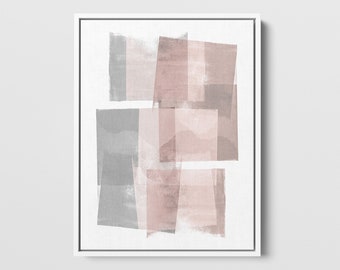 Blush Pink and Grey Minimalist Modern Geometric Abstract Print - Paper or Canvas - Framed or Unframed