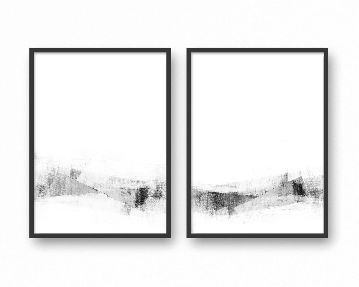 Black and White Minimalist Art Set of 2 Abstract Prints | Etsy