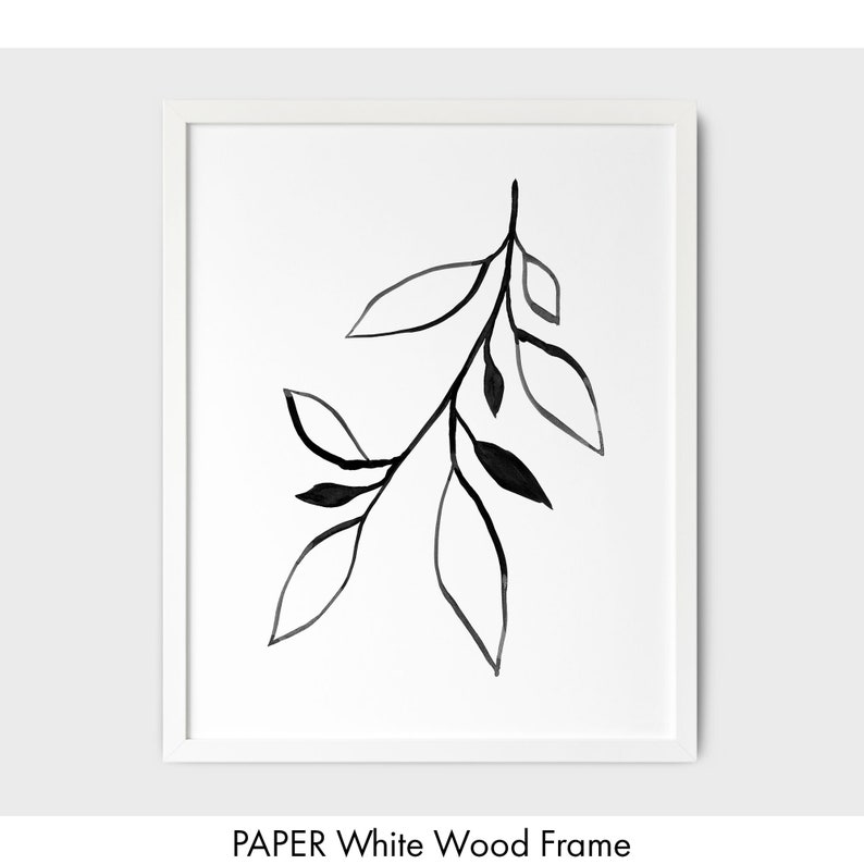Black and White Contemporary Minimalist Botanical Ink Painting Etsy