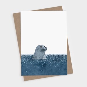 Watercolor Harbor Seal Folded Note Cards - Blank Ocean Animal Greeting With Envelopes