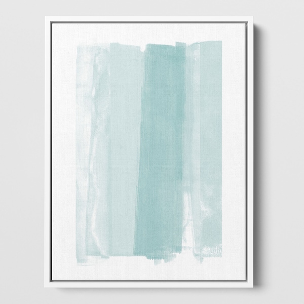 Muted Turquoise Blue/Green Ombre Modern Minimalist Abstract Painting Print - Paper or Canvas - Framed or Unframed