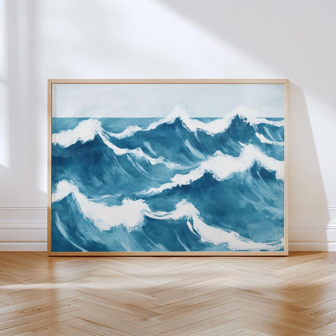 Ocean Wave Art Print - Coastal Blue Seascape Wall Art for Beach House ...
