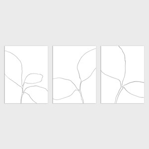 Minimalistische botanische Line Art 3 Drucke - moderne Pflanzen Illustrationen - Papier oder Leinwand - gerahmt oder ungerahmt
