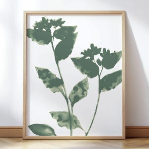 Sage Green Flowers Modern Botanical Print