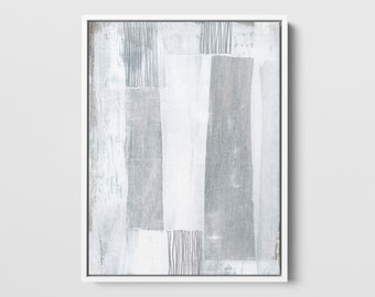 Gray and White Modern Minimalist Abstract Painting Print - Paper - Canvas - Digital Download