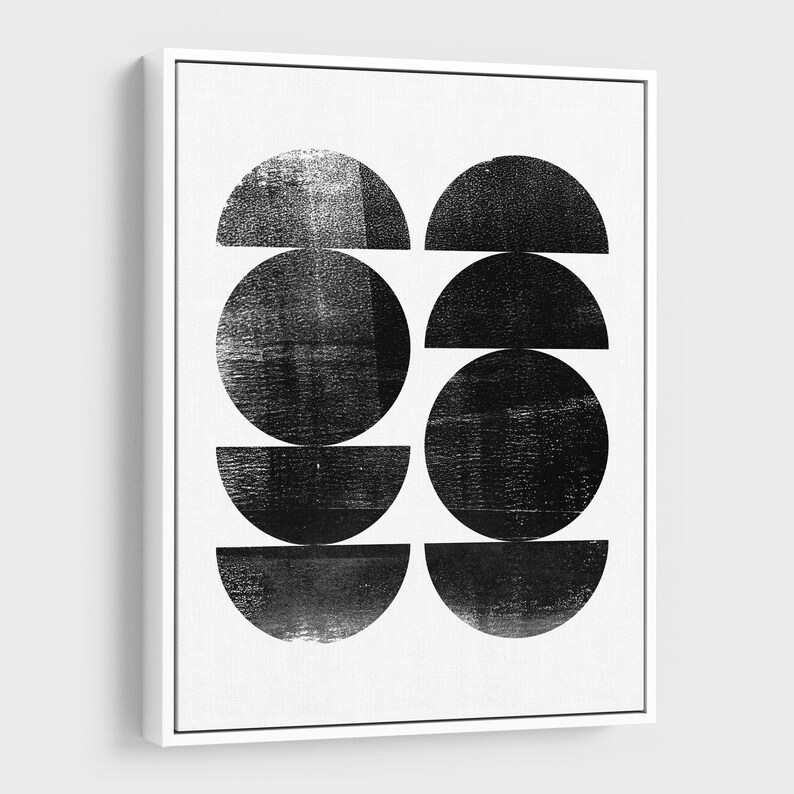 Black and White Mid Century Modern Art Print Geometric Etsy