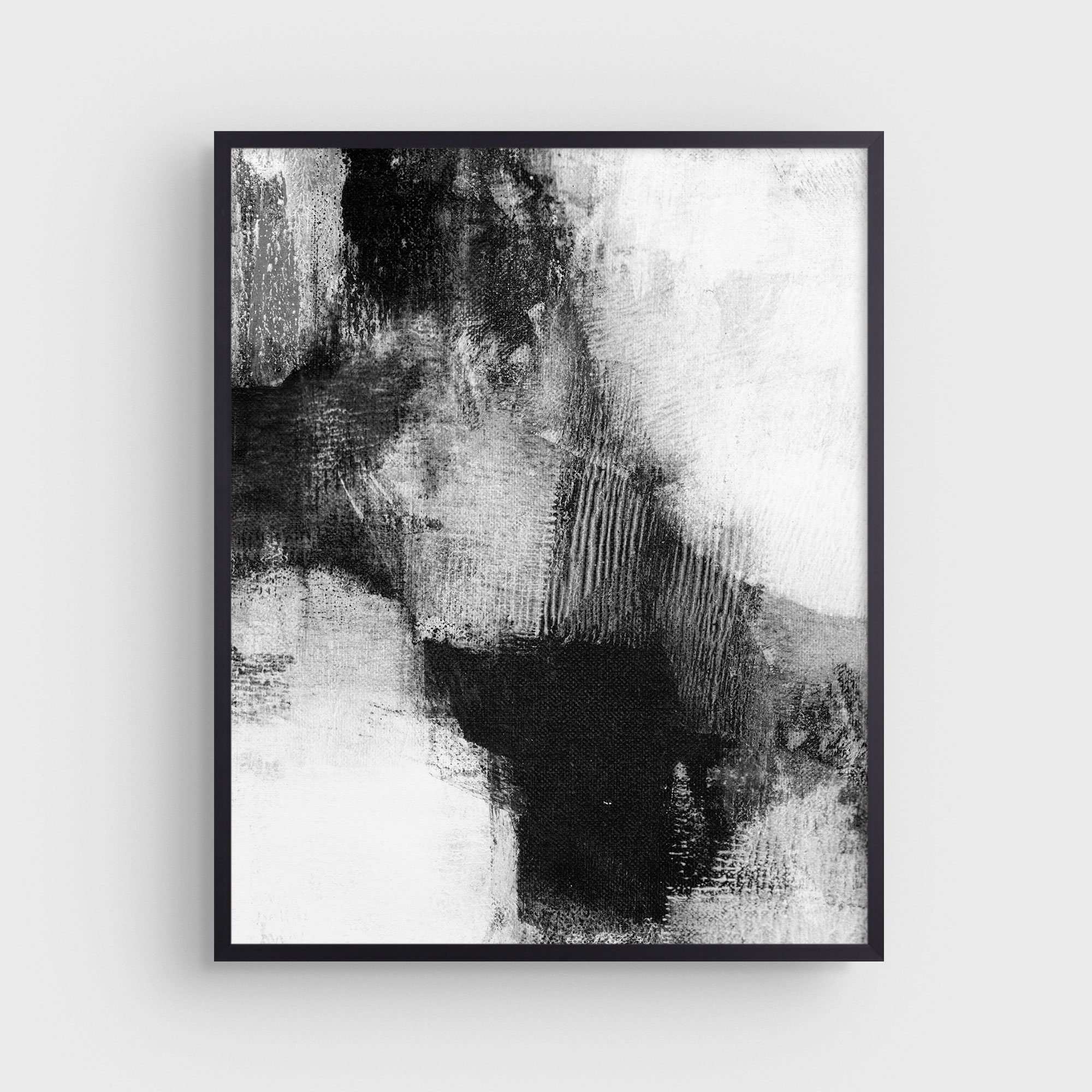 Black and White Contemporary Abstract Painting Print, Modern Statement Art,  Fine Art Paper or Canvas