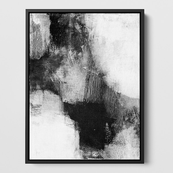 Black and White Contemporary Abstract Painting "Delve III" Print - Paper or Canvas - Framed or Unframed