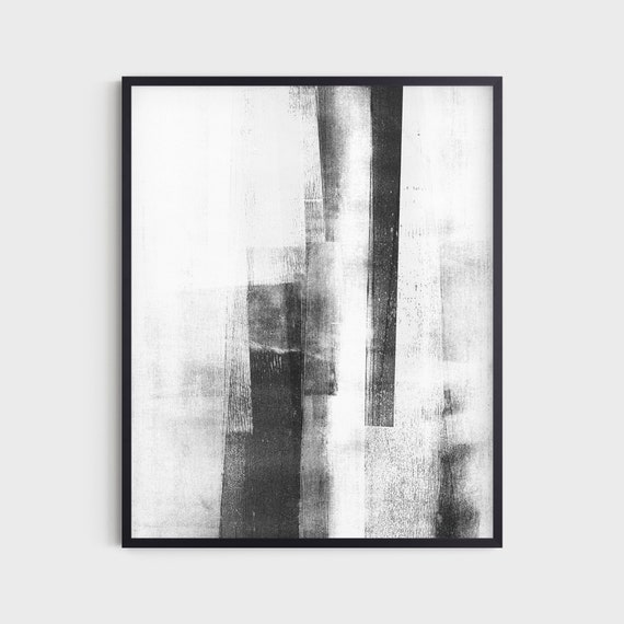 Modern Industrial Abstract Black And White Wall Art Print Etsy