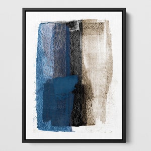 Blue and Black Modern Minimalist Abstract Painting Print - Paper or Canvas