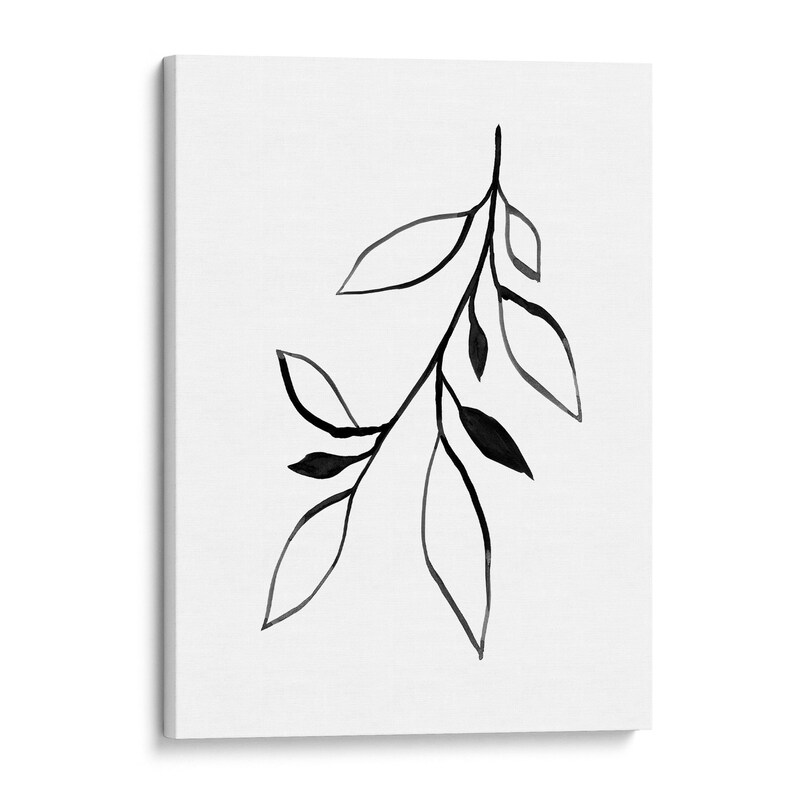 Black and White Contemporary Minimalist Botanical Ink Painting Etsy