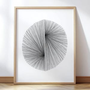 Black and White Minimalist Abstract Line Art Print - Mid-Century Modern Geometric Wall Decor