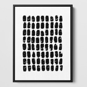 Minimalist Black and White Modern Abstract Distressed Pattern Print - Paper or Canvas