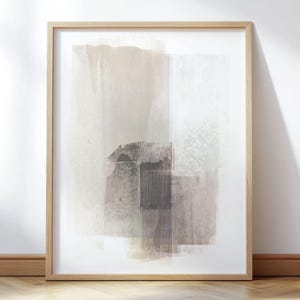 Neutral Minimalist Abstract Wall Art - Modern Beige and Brown Watercolor Painting Print