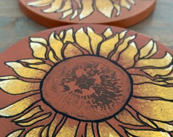 Sous-verres en bois fleurs de mandala peints à la main sous-verres en bois faits à la main flowercoaster peint à la main original