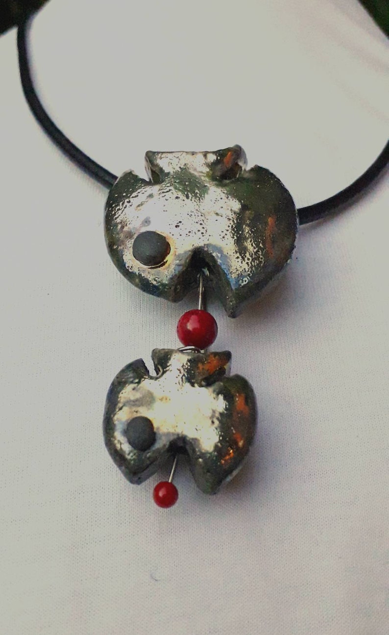 Raku ceramic golden fish pendant